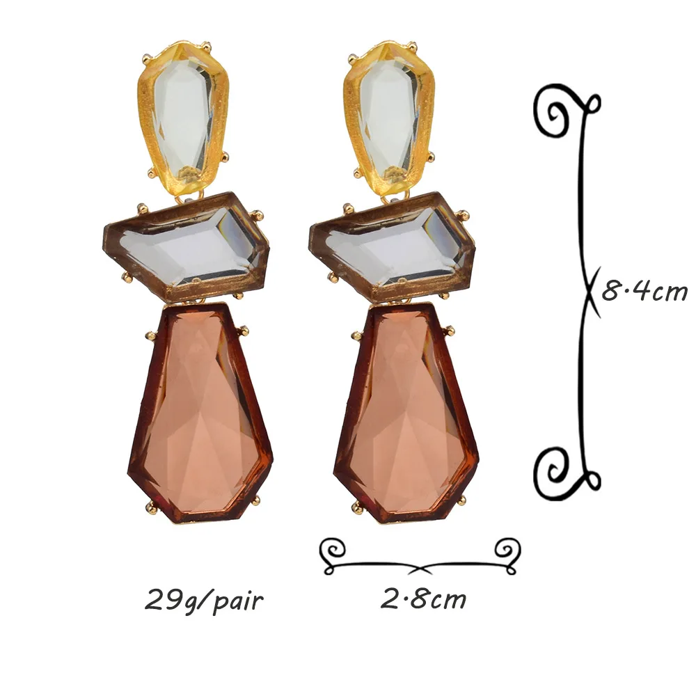 2024 Fashion Jewelry Winter New Plate Earrings Exaggerate European Multilayer Geometric Acetic Irregular Resin Clear Earrings