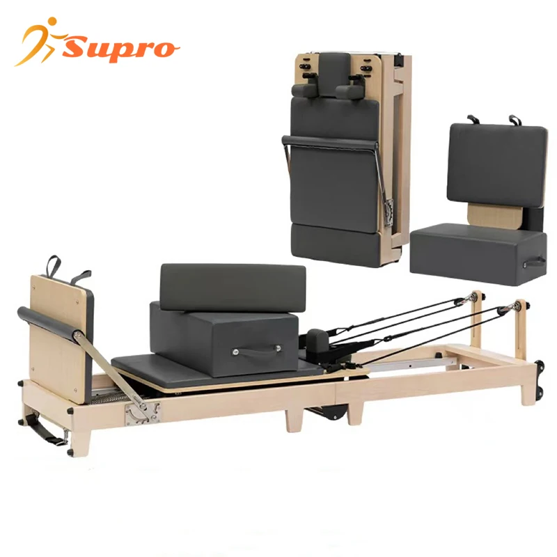 Supro Foldable Maple Oak Wood Pilates Reformer pilates core bed reformer cadillac pilates