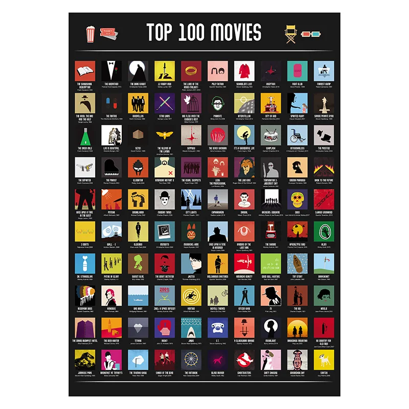 Factory Customizable Amazon Discovery 100 Scratch Off Movie posters Bucket List