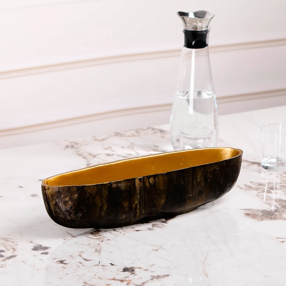 High End Custom Packaging Handmade Luxury Wholesale Accessories Home Decor Living Room Aluminium Antique Brass Metal Bowl Tray