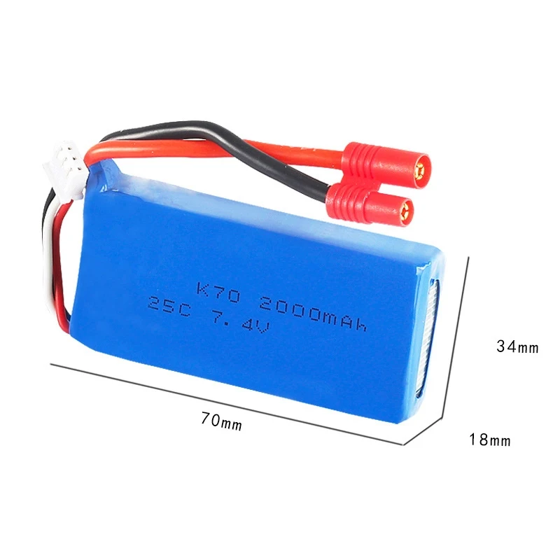 
7.4V 2000mAh K70 RC li-polymer battery pack 903462 25C rate with T connector 
