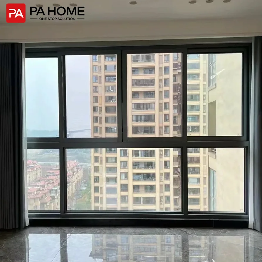 PA Foshan стильные Алюминиевые Двойные Стеклянные балконные плавно раздвижные окна