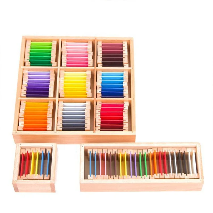 Montessori Sensorial Material Learning Color Tablet Box 1/2/3 Wood Preschool Training Kids Puzzle Educational Toys For Children