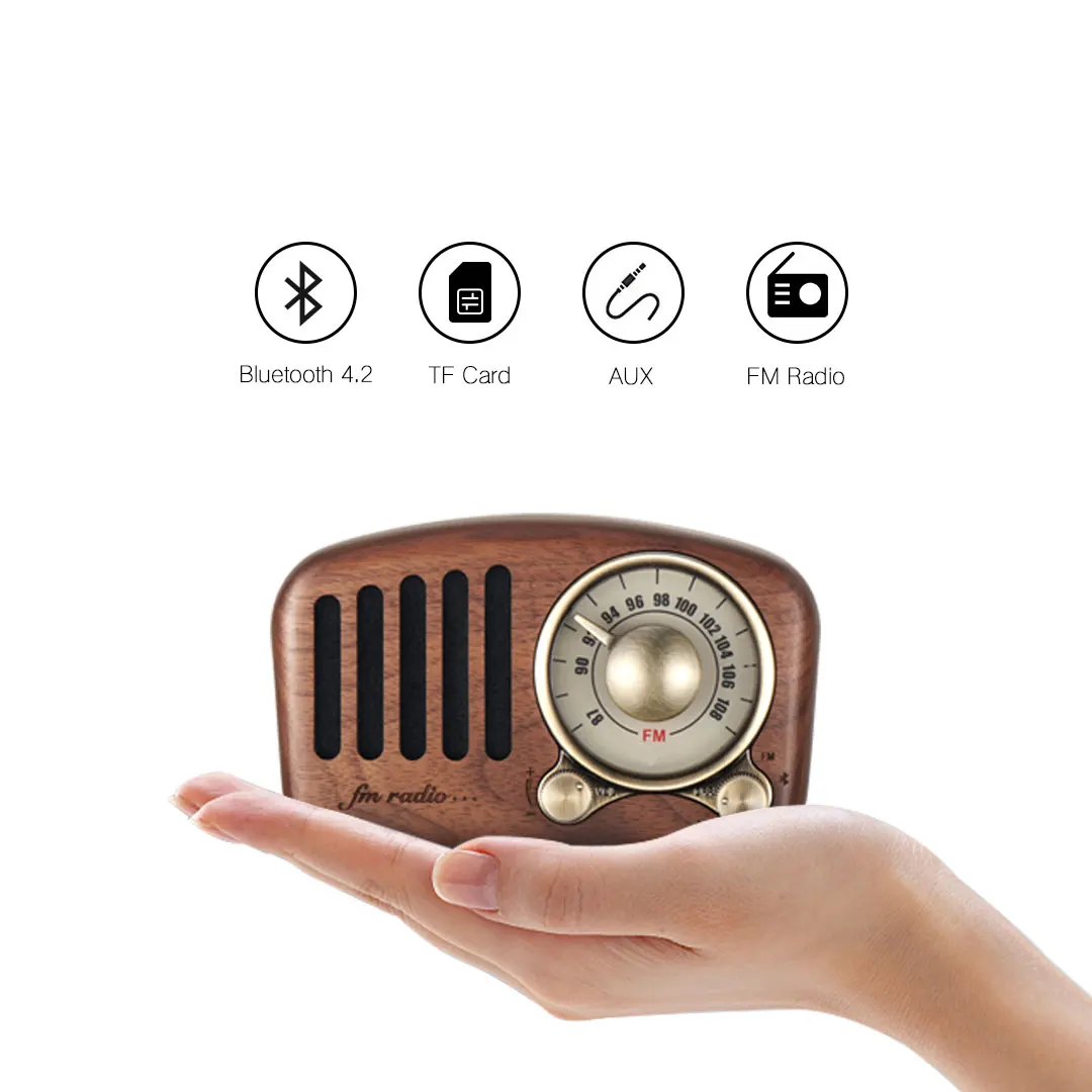 Factory wholesale portable retro radio fm vintage handcraft wooden radio