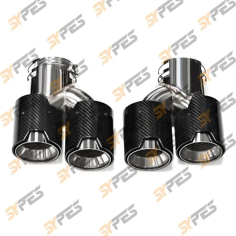 SYPES Car Exhaust Pipe Carbon Fiber Exhaust Tip For BMW G20 G21 M340i G42 M440i G22 M240i MPE 19-20 Muffler Tip Exhaust System