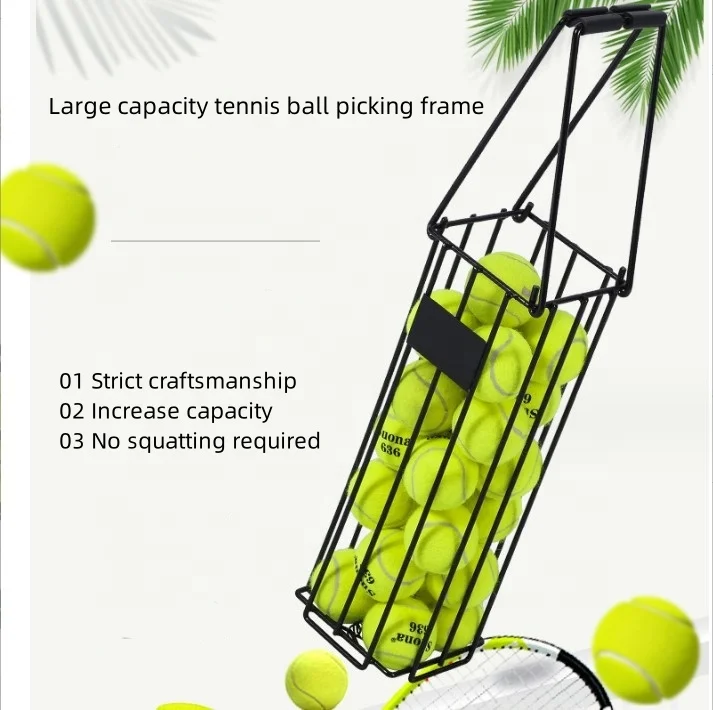 Portable Automatic Tennis Ball Picker with PU Carry Basket for Ball Collection and Storage
