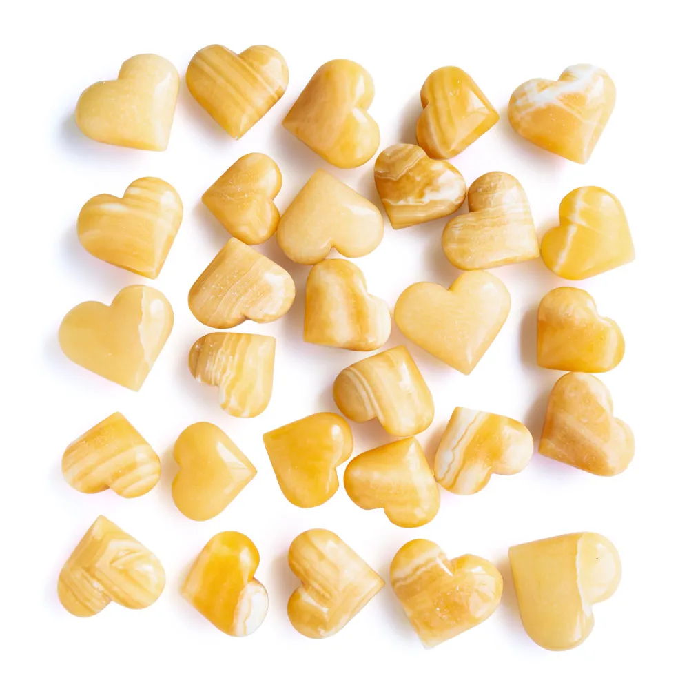 New product high quality orange calcite heart hand carved crystal folk crafts