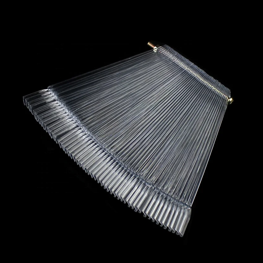 
50 Pcs Clear/Natural False Nail Art Tips Sticks Polish Display 