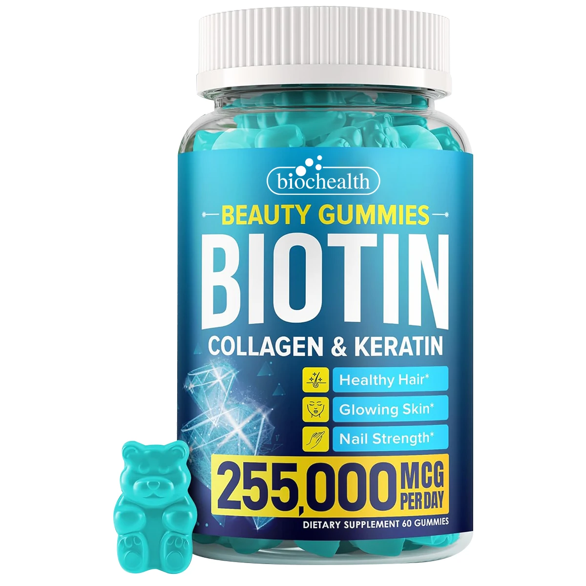 Biocaro Wholesale Hair Gummies - Hair, Skin & Nails Vitamins Gummy Candies with Biotin, 5,000 Mcg