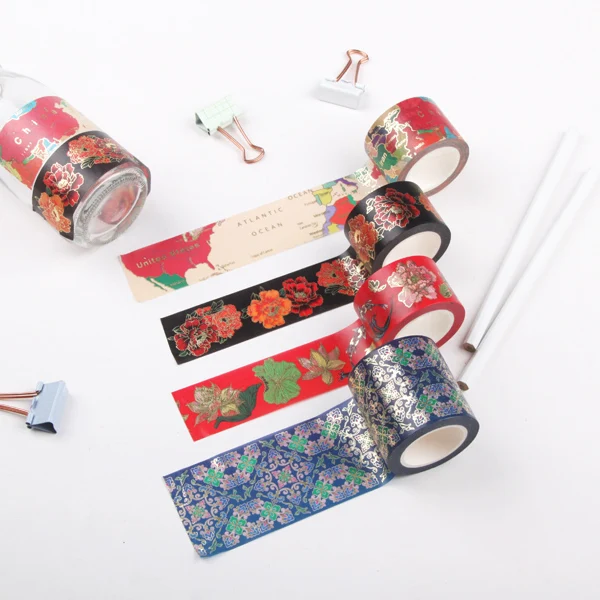 hot sale various styles portable assorted hot foil washi masking paper tape for decoration