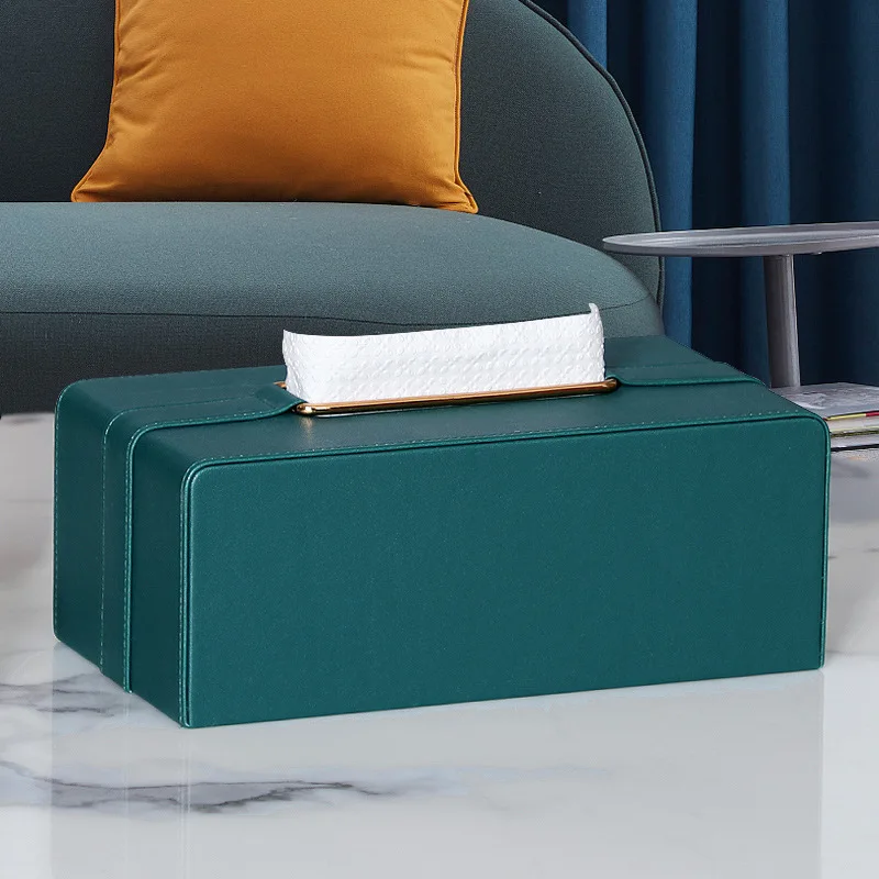 MAVOBO Light Luxury Retro style Decor Hotel Restaurant Metal Tissue Napkin Box Cover Holder with Brass Buckle Tissue Box Cover