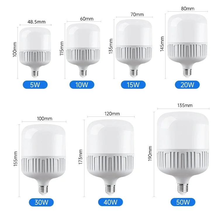 High quality 100-240V 5W 10W Led bulb lamp15W 20W 30W 40W 50W DOB Drive E27 B22 T  bulb Classic household LED light bulb