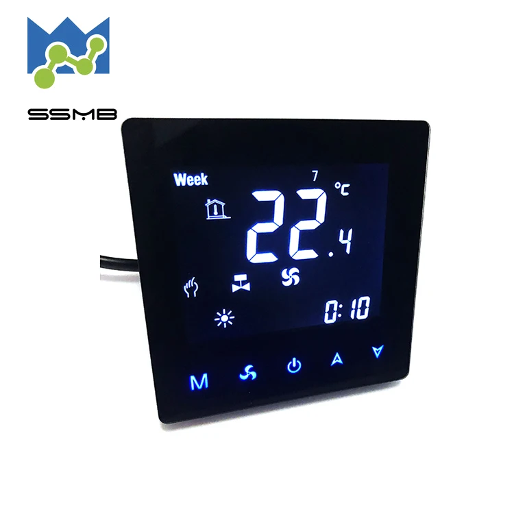 Touch Screen Motor Ec Digital Fcu Black Color Room 230v Water Heater App Control Oem Modbus Thermostat