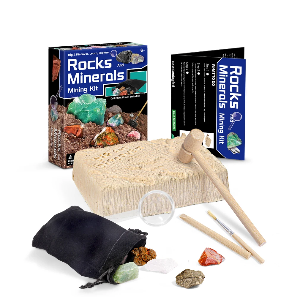 OEM treasure stone excavation kit child stem educational toy Collection rock mineral Mining Kit for kids