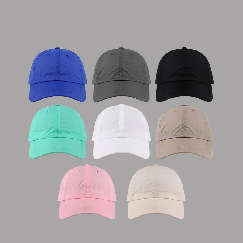 custom 6 panel adjustable quick dry and waterproof nylon baseball caps and dad hats man and woman caps hats for sport
