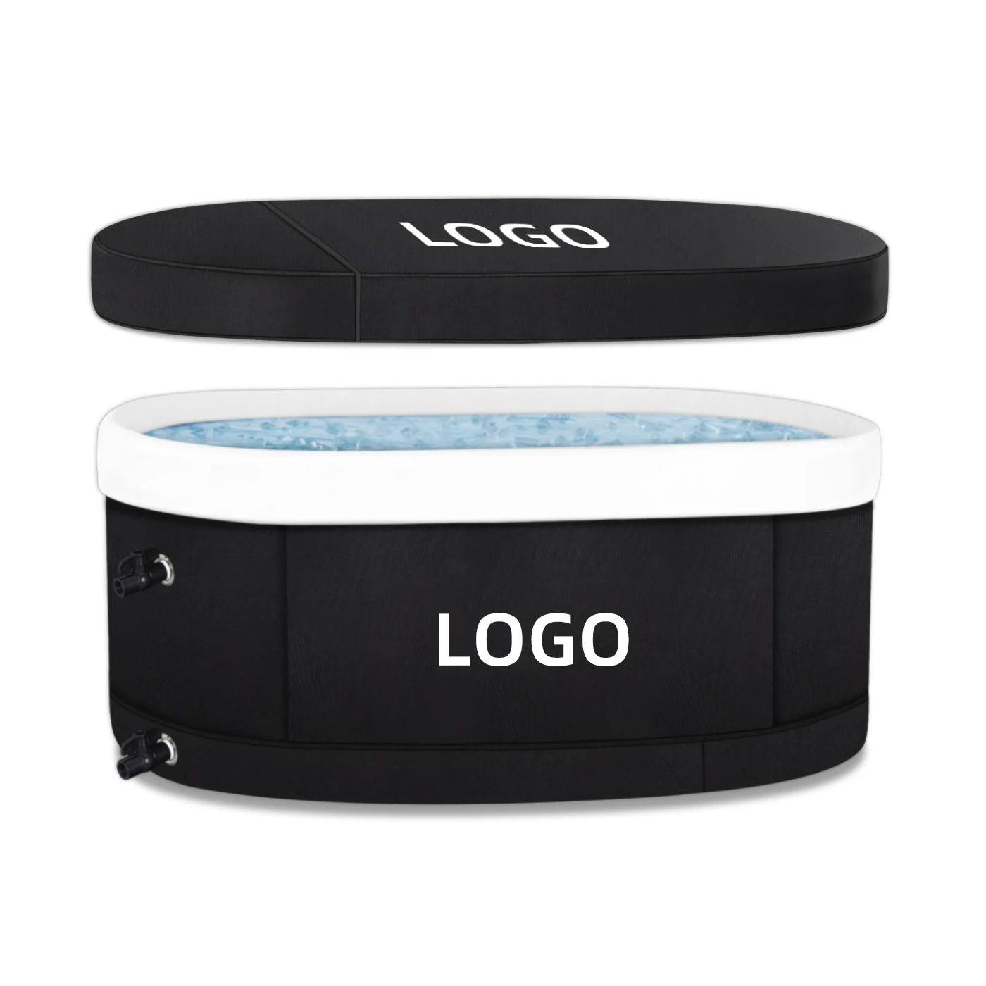 2024 New Oval Ice Bath Tub Detachable Inner Liner Design 134*64*55cm Anti-Air leakage Portable PVC Cold Plunge Insulated Ice Pod