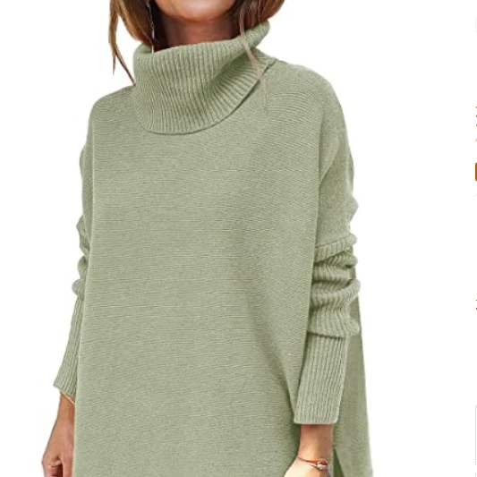 Женский свитер-Гольф средней длины, вязаный пуловер большого размера с рукавом летучая мышь и подолом на талии, осень 2021