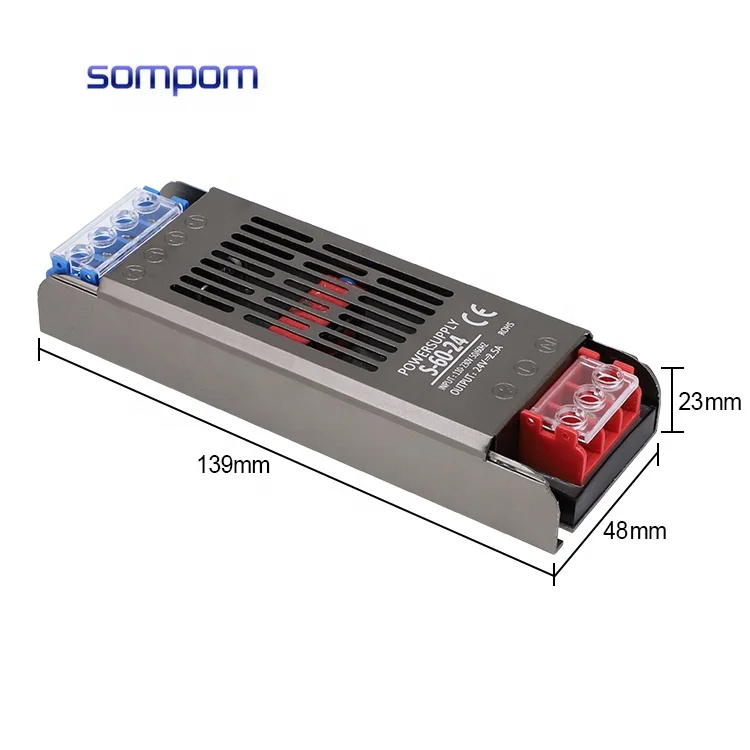 Ультратонкий источник питания 12 В 24 В постоянного тока, 60 Вт, 100 Вт, 200 Вт, 300 Вт, 400 Вт