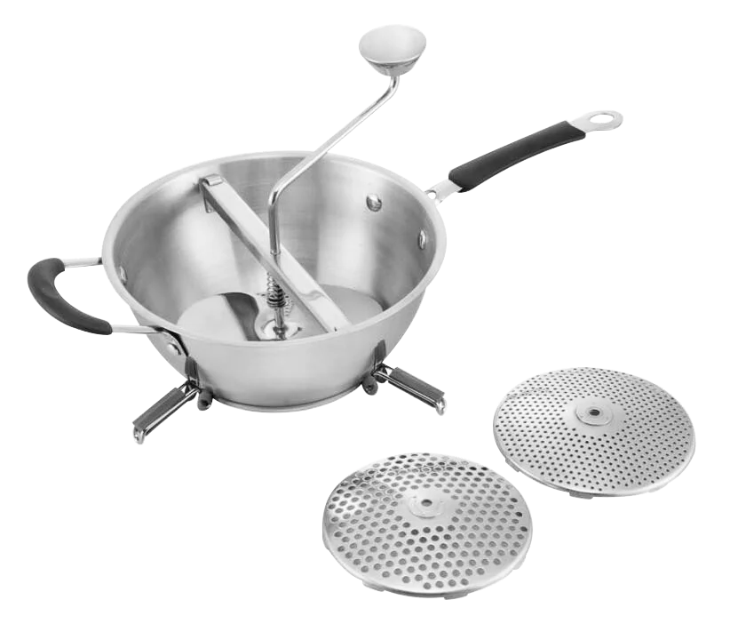 Rotary Stainless Steel Food Mill Strainer Potato Masher Grinder Vegetable Mill Silicone Handle with 3 Milling Discs