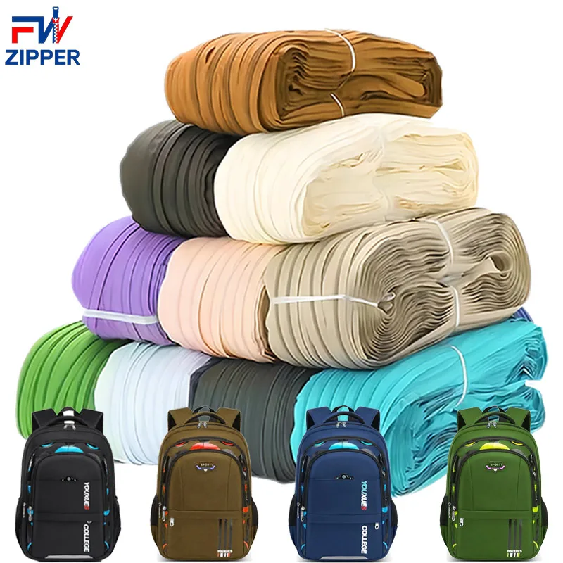 5# Supplier direct sales Customized color Nylon Zipper Long Chain by the yard for Laptop Bag