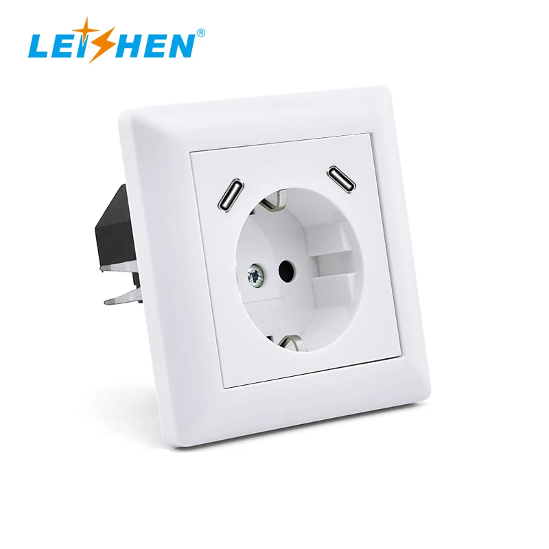 Wholesale OEM System 55 German Socket PD 18W Quick Charge Flush-Mounted Dual Type-C/USB-C Schuko USB Wall Socket
