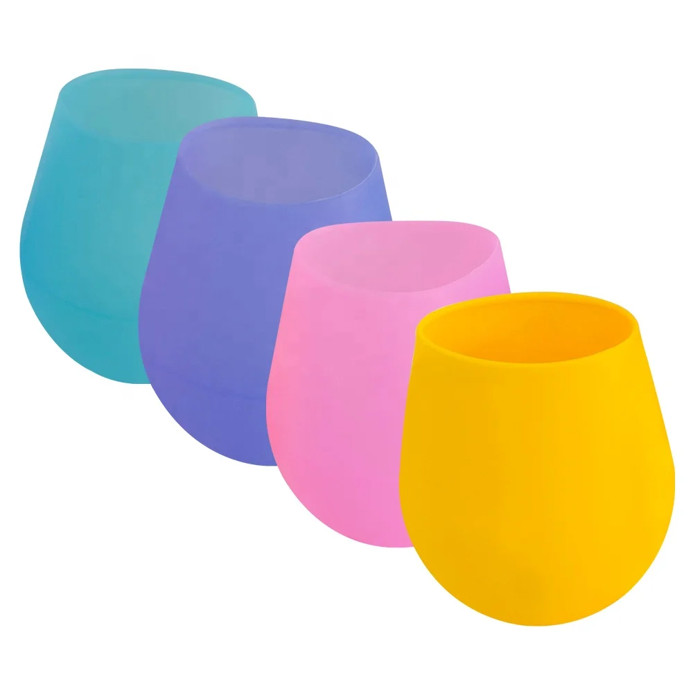 Custom Silicone Wine Glasses Coffee Cups Water Drinking 350ml Bpa Free Camping Outdoor Travel Foldable Reusable Silicone Cup