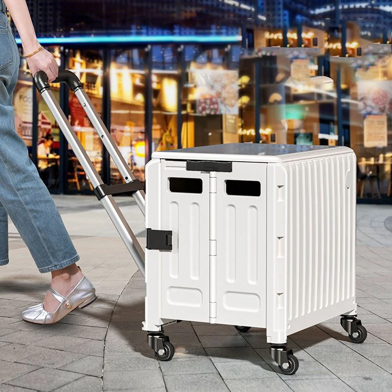Shopping Cart Plastic Foldable Trolley Popular Luggage Box Storage Carts New Style Custom Logo Folding Customized Logos 50kg