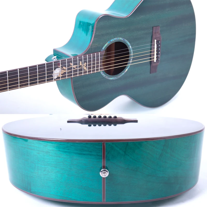 Acoustic Guitar 41 Inch Wooden Guitar  Spruce Venee Guitar Transparent green  color Musical Instruments Sales