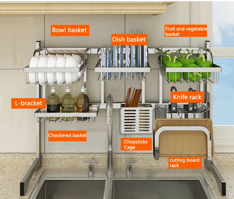 Kitchen Cutlery Holders Dish Drying Rack Over Sink Rack Stainless Steel Sink Drain Rack