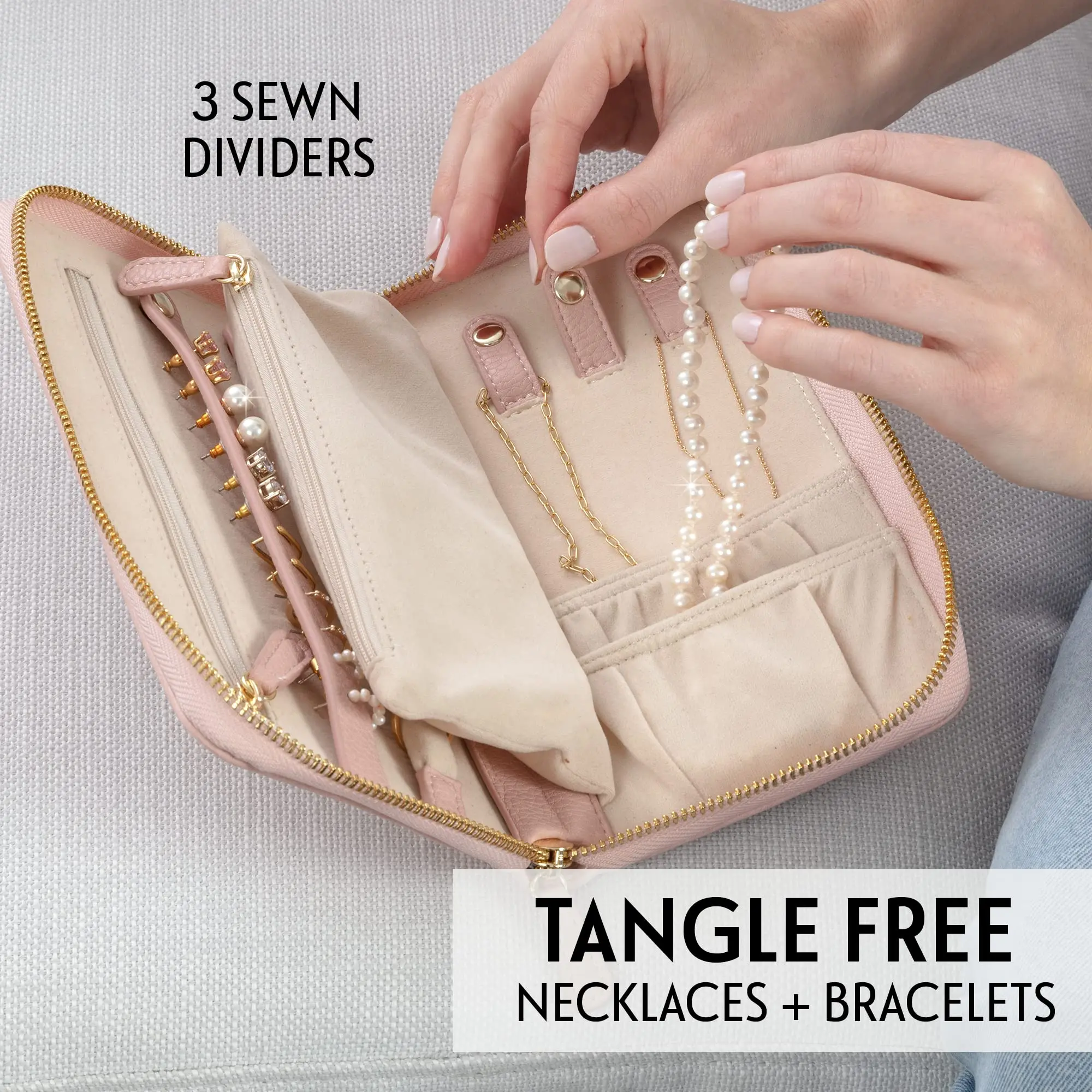 Hanging Jewelry Organizer Bag Travel Foldable Jewelry Roll Storage Case For Traveling Closet Suitcase