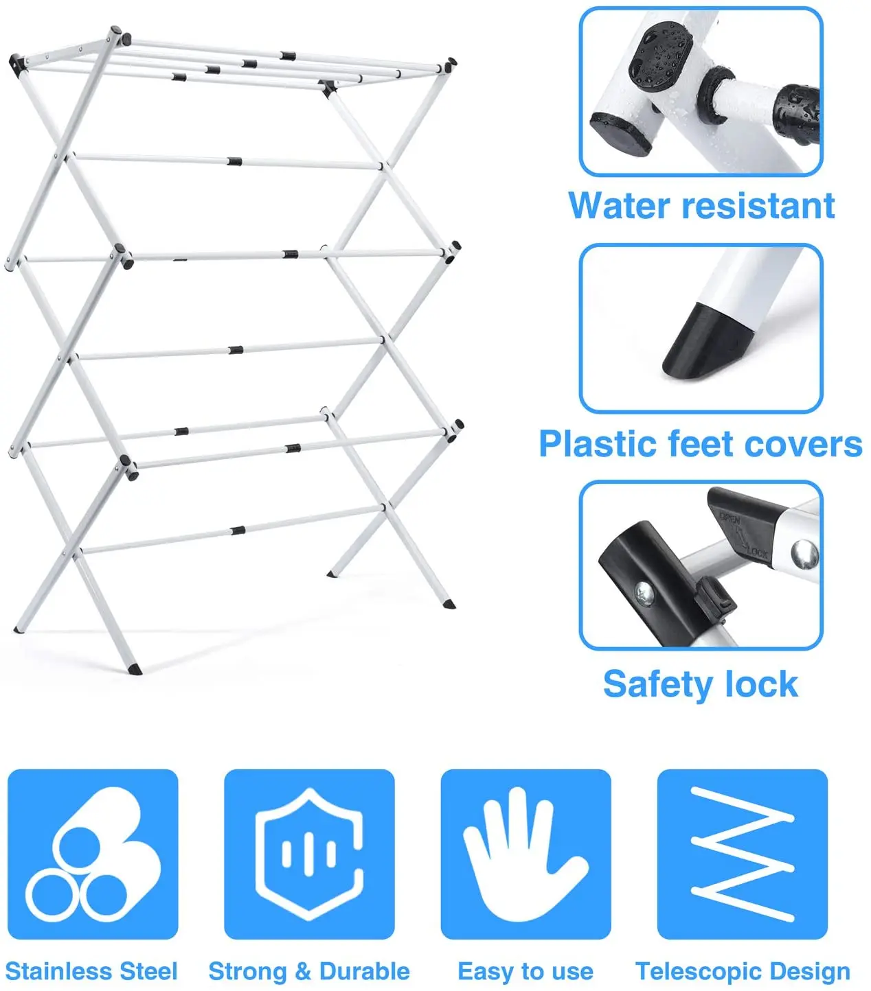 China Supplier Household Adjustable Hanging Telescopic Clothes Hanging Stand Hanger Stand For Clothes