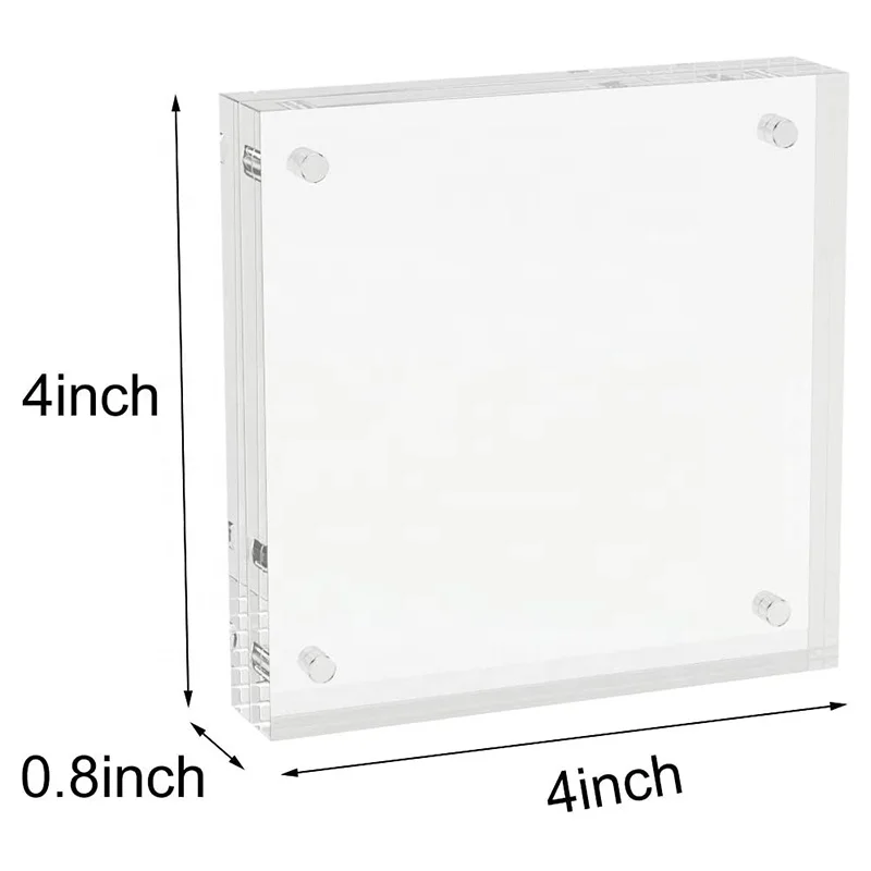 Lovely 10MM+10MM Thickness 4x4 Plexiglass Acrylic Desktop Frameless Photo Frame Lucite Crystal Glass Double-Sided Picture Frames