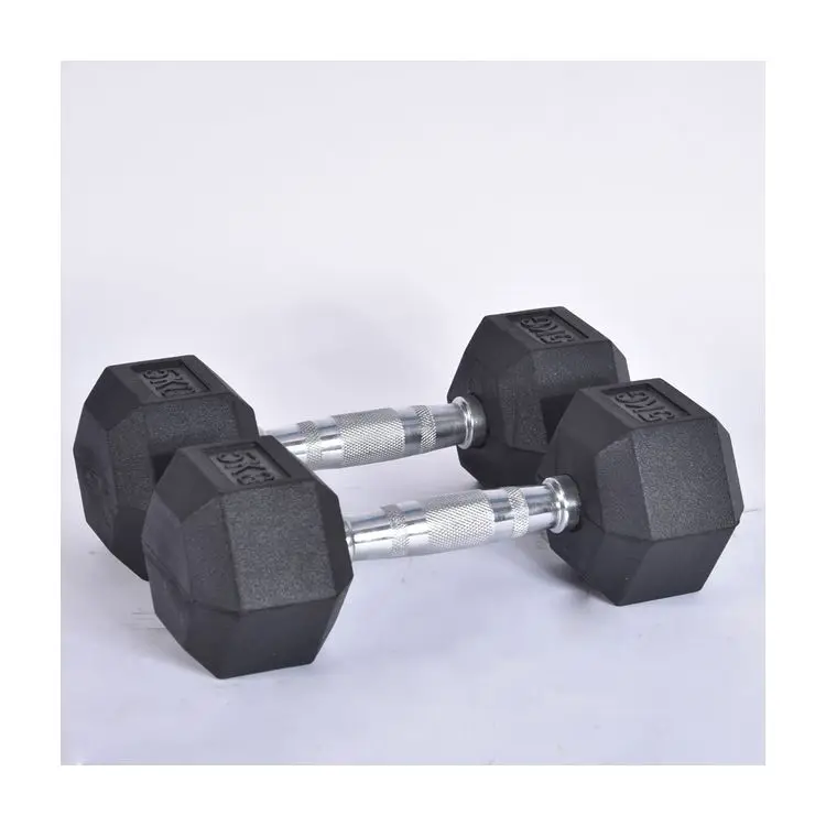 Factory wholesales 20kg rubber coating kurz hantel mancuernas de gym free weights custom dumbbell set hexagonal hex dumbbells