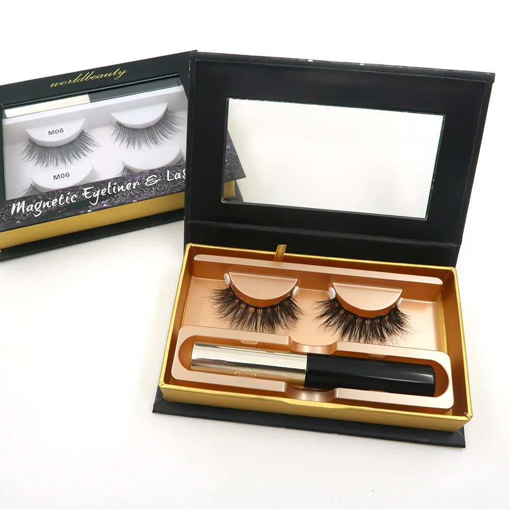 Custom private Label magnetic lash box Top selling natural 3D volume magnetic lashes eyelashes