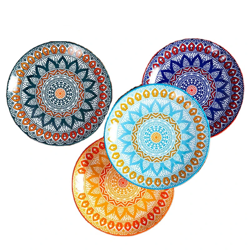 New hot-selling new bohemian Italian Moroccan style high-end printed ceramic new bone china dinner plate