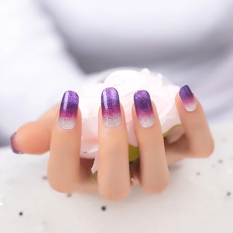 Full Glitter Ombre Christmas Green Color 16strips 100% Nail Polish Art Stickers