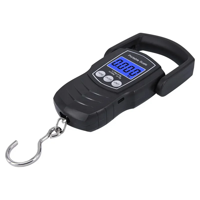 50Kg Hanging Scale with Ruler Digital Portable Fish Hook Electronic Weighting Luggage Scale LED Display Balance