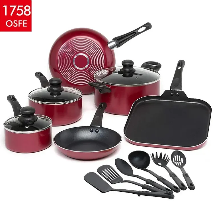 Factory Direct Sale Press Aluminum Saucepan Kitchen Nonstick Cookware Sets With Glass Lid