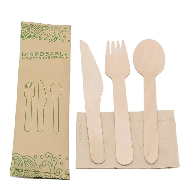 
biodegradable disposable wooden cutlery set wood cutlery bamboo cutlery knife fork and spoon 