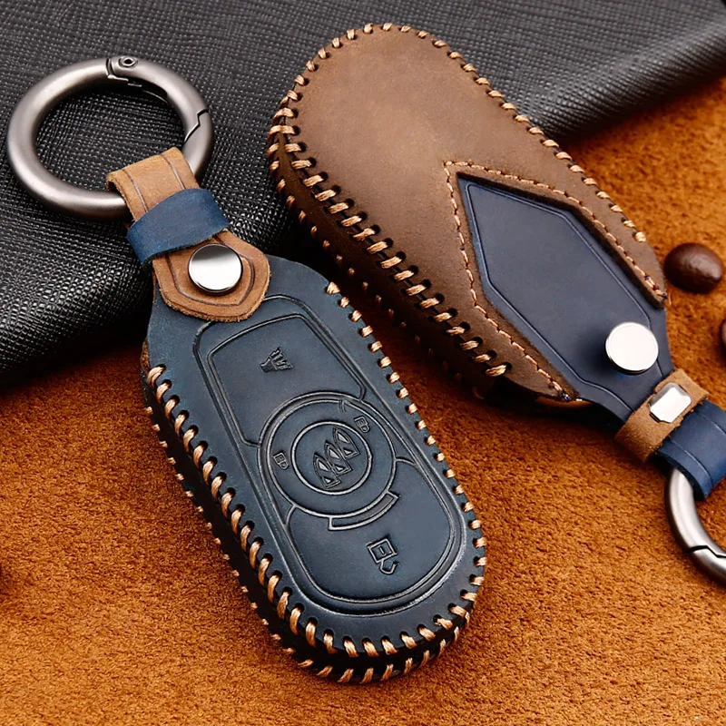 Genuine Leather Car Key case cover For Chevrolet Cruze Trax Aveo Trax Opel Astra Corsa Lova Epica Buick Excelle Regal Lacrosse
