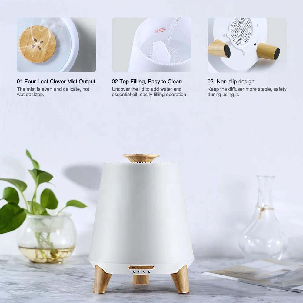 2022 new design Essential oil diffuser 300 ml Remote Control bluetooth speaker Music aroma diffuser for hotel lobby