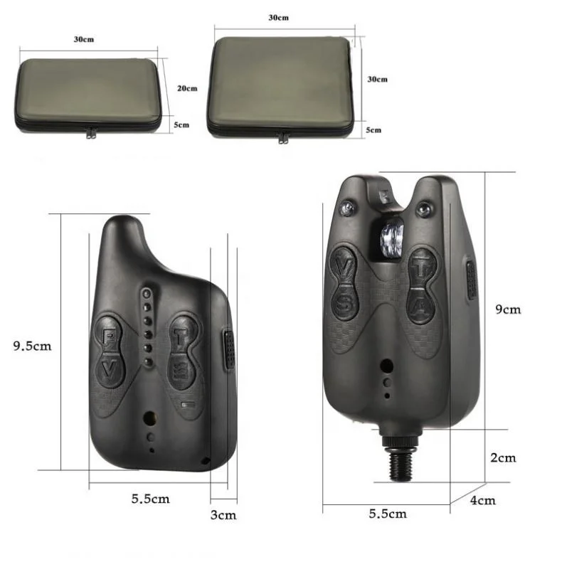 Customized Logo Rubber Fishing Motion Detectors Black Fishing Alarm Multiple Scenes