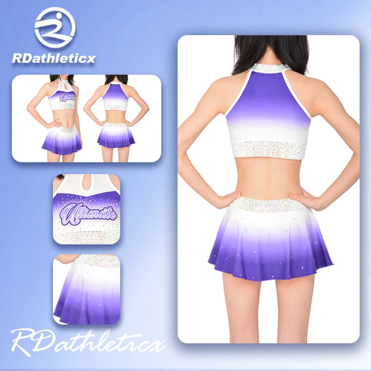 Long sleeve crop top and shorts performance cheer practice wear kids cheerleader outfits