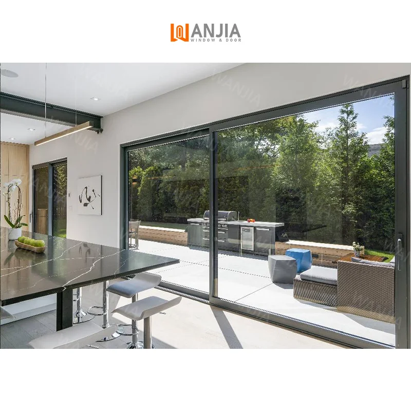 WANJIA exterior patio glass aluminium sliding doors aluminum 96 x 80 sliding glass door minimalist design sliding patio door
