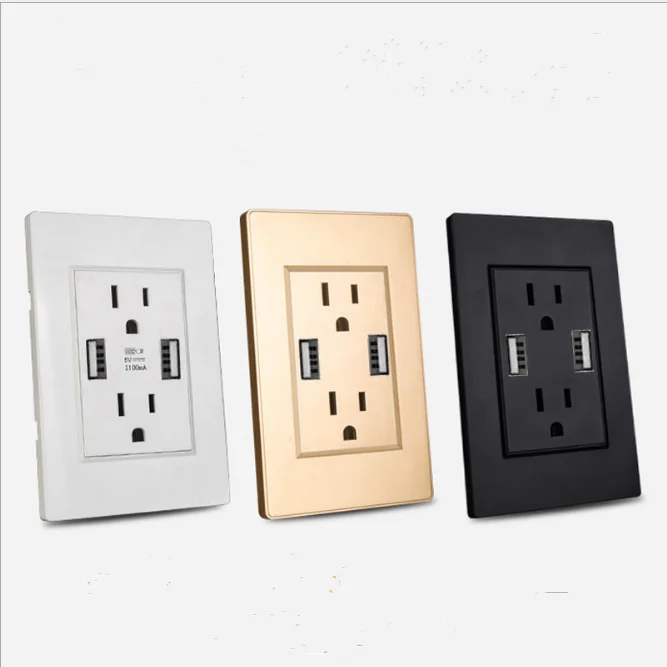 High quality American-Standard USB Socket 3pin power plug socket with USB