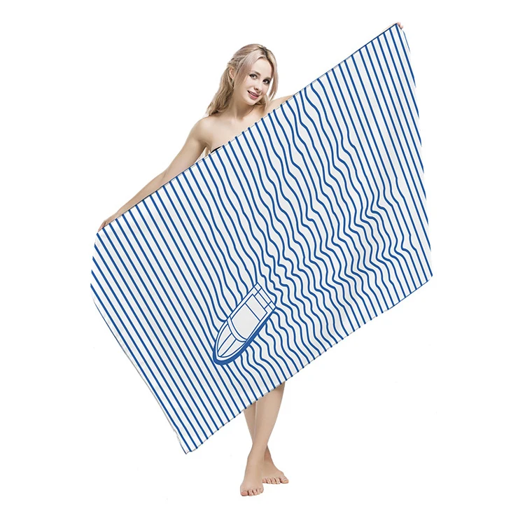 Custom Cotton Coloured Stripe Terry Bath Towel And Woven Logo Jacquard Design Beach Towel