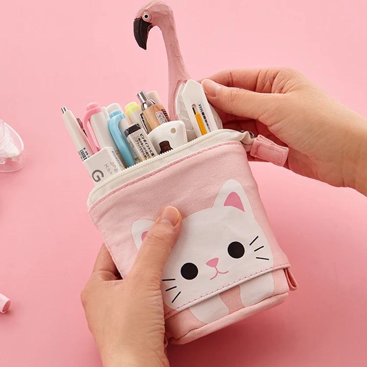 BSCI factory school cartuchera pen pencil supplies estuche fabric holder case bag zipper astuccio Kawaii Stationery Pouch