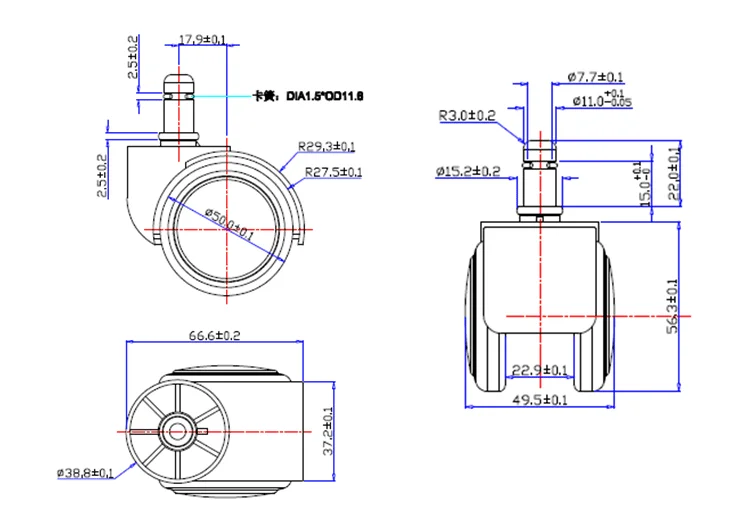PU Wheel Plastic Office Chair Caster Moving Furniture Massage Chair Spare Parts Massage Chair Replacement Spare Parts
