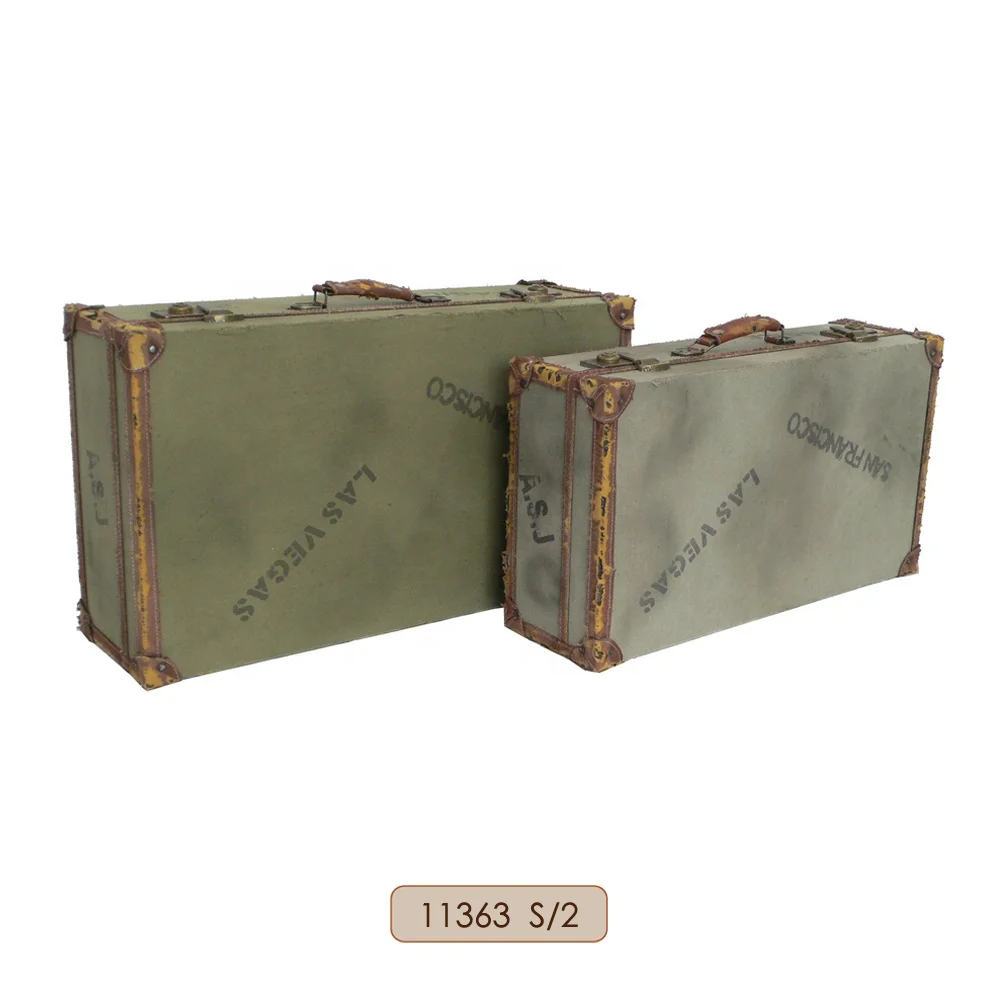 Distressed look Dirty look Old look Wooden Suitcase Luggage Style Storage Showcase for Decoration