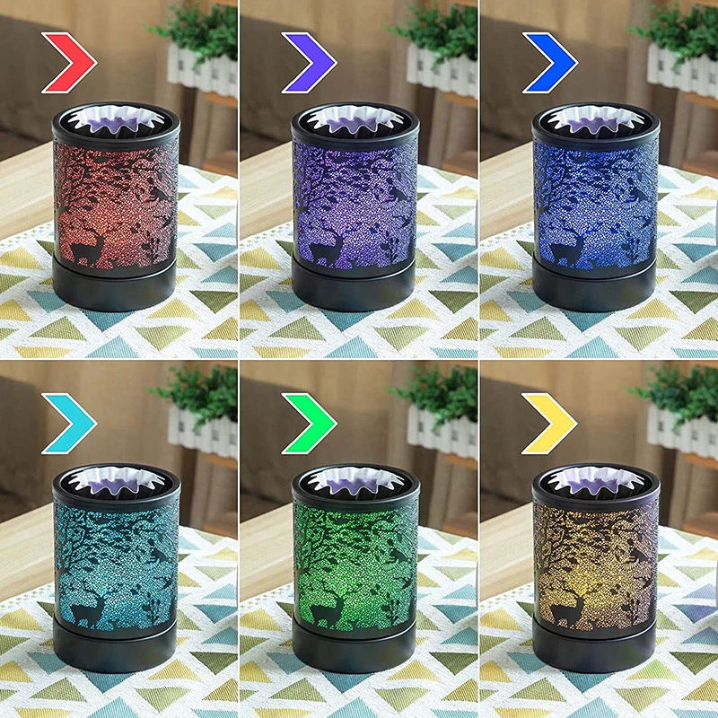 Fragrance Oil Lamp Warmer with 7 Color Lights - Pine Forest Deer Design Aromatherapy Oil Warmer for Home Decor
